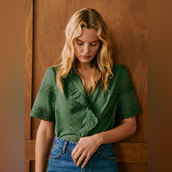 Sezane Tops - Sézane Dalhia Shirt in Bottle Green FR 38 / US 6